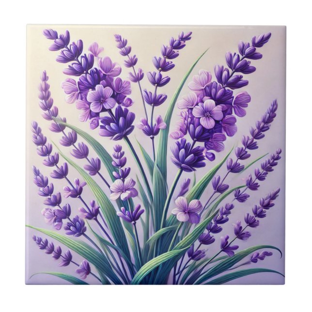 Elegant Lavender Flower Ceramic Tile Kakelplatta (Framsidan)