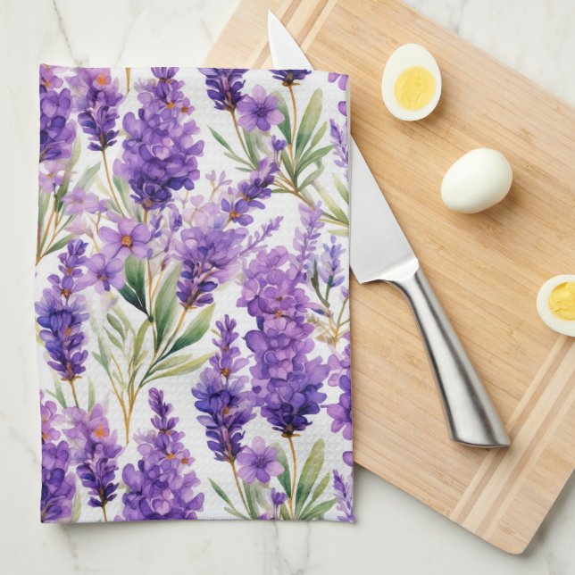 Elegant Lavender Flowers Kökshandduk (Vikt i Fjärdedel)