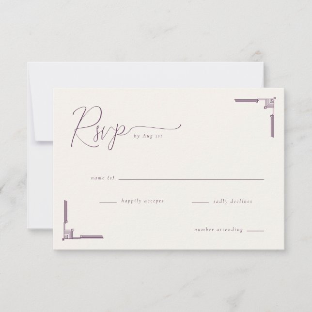 Elegant Lavender Geometric RSVP OSA Kort (Framsida)