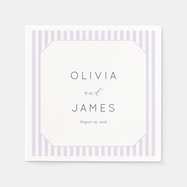 Elegant Lavender Geometric Stripes Pappersservett (Framsidan)