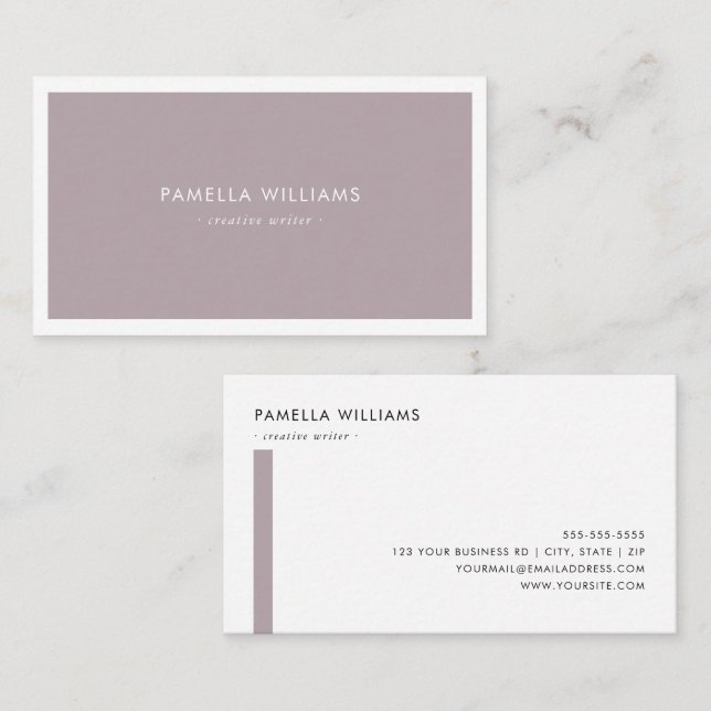 Elegant Lavender Gräns Professionell Minimalist Visitkort (Fram/baksida)