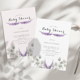 Elegant Lavender Greeny Eucalyptus Baby Shower Inbjudningar