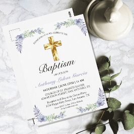 Elegant Lavender Guld Baby Kor Baptism Postkort Vykort