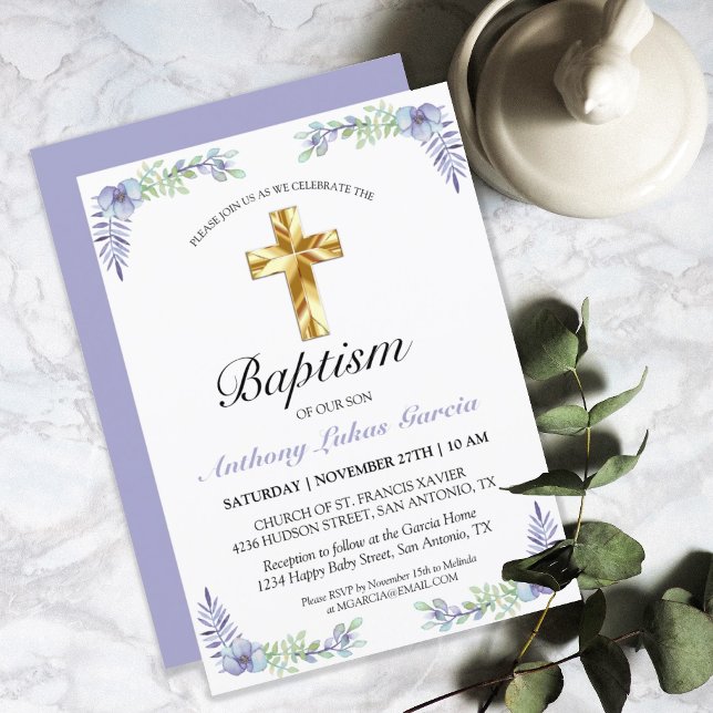 Elegant Lavender Guld Baby Kor Inbjudningar (Skapare uppladdad)
