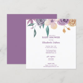 Elegant Lavender & Guld Blommigt Baby Shower Inbjudningar