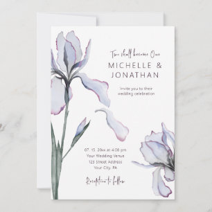 Elegant Lavender Iris Blommigt Christian Bröllop Inbjudningar