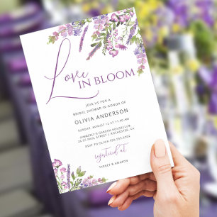 Elegant Lavender Kärlek i Bloom Möhippa Invit Inbjudningar