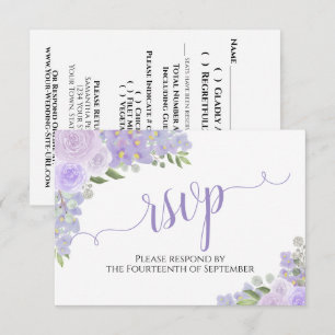 Elegant Lavender Lila Blommigt Calligraphy Bröllop OSA Kort