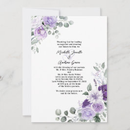 Elegant Lavender Lila Blommigt Watercolor Bröllop Inbjudningar