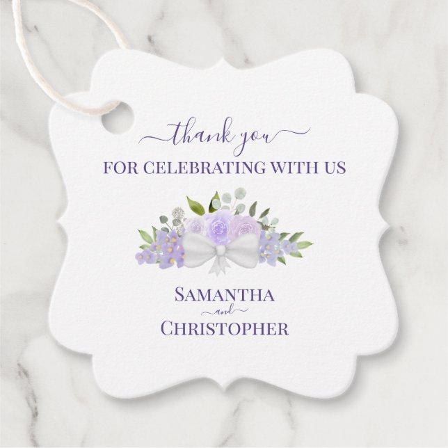 Elegant Lavender Lila Boho Bröllop Tack Gåvor Etiketter (Framsida)