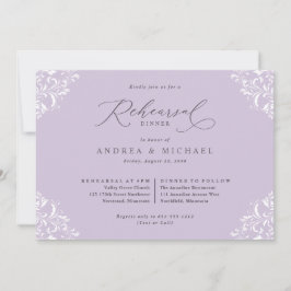 Elegant Lavender Lila Bröllop Rehearsal Dinner Inbjudningar