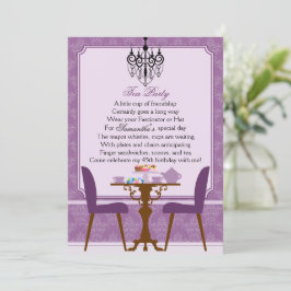 Elegant Lavender Lila Damask Birthday Tea Party Inbjudningar