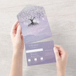 Elegant Lavender Lila Heart Löv Träd Bröllop