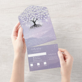 Elegant Lavender Lila Heart Löv Träd Bröllop