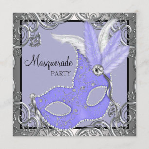 Elegant Lavender Lila Mask maskmaskerad Party Inbjudningar