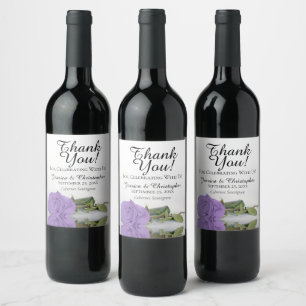 Elegant Lavender Lila Ro Bröllop Tack Vinflaska Etikett