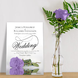 Elegant Lavender Lila Ro Classy-skript Bröllop Inbjudningar