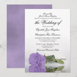 Elegant Lavender Lila Ro Formal Bröllop Inbjudningar