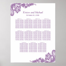 Elegant Lavender Lila Snöre Bröllop sittdiagram Poster
