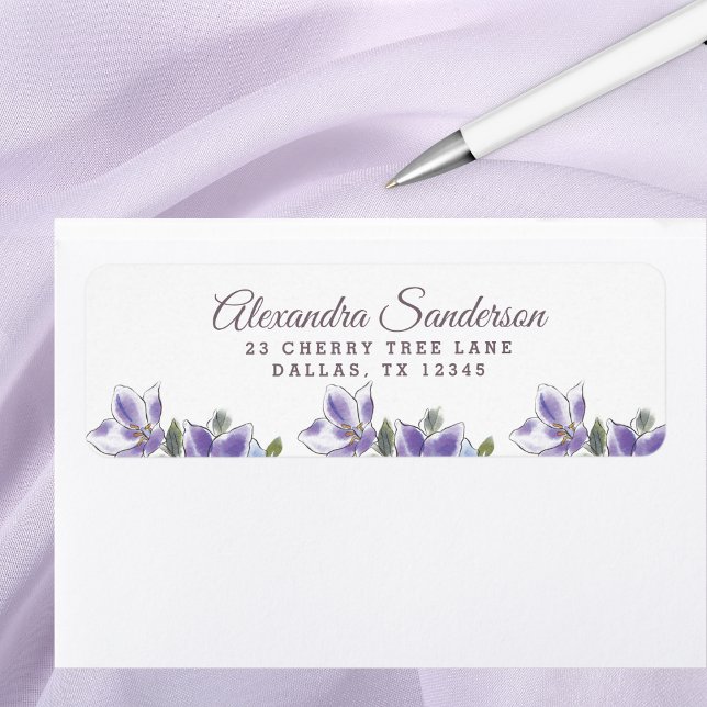 Elegant Lavender Lilac Blommigt Returadress Returadress Etikett (Skapare uppladdad)