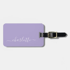 Elegant Lavender Lilac Script Namn Personlig Bagagebricka