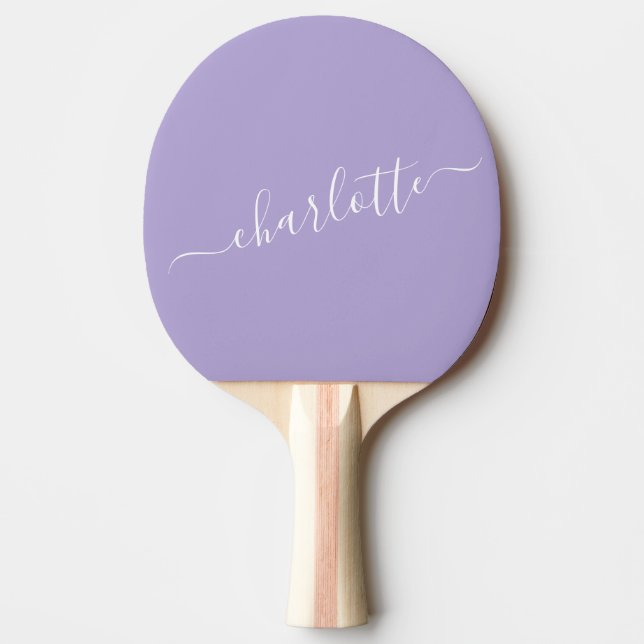 Elegant Lavender Lilac Script Namn Personlig Pingisracket (Framsidan)