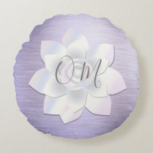 Elegant Lavender Lotus OM Rund Kudde