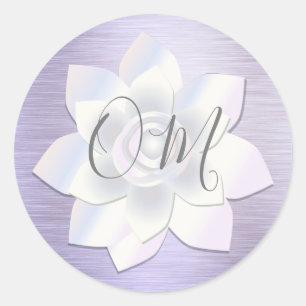 Elegant Lavender Lotus OM Runt Klistermärke