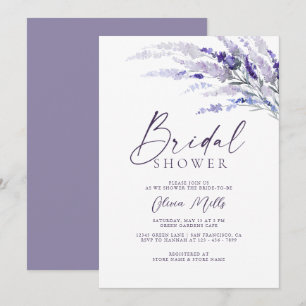 Elegant Lavender Mauve Dusty Lila Möhippa Inbjudningar