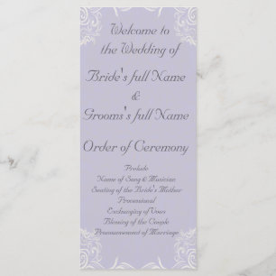 Elegant Lavender med White Swirls Bröllop Program