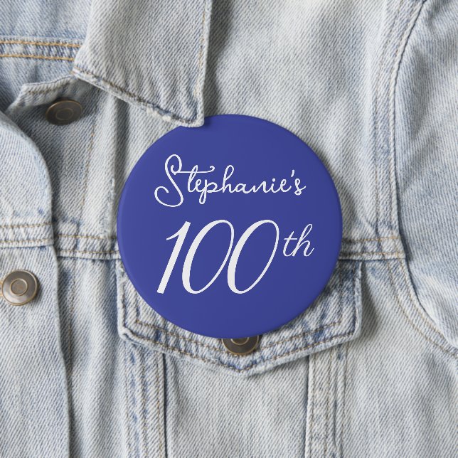 Elegant Lavender Monogram 100 födelsedagar Knapp (In Situ)