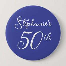 Elegant Lavender Monogram 50:e Födelsedagsfesten Knapp