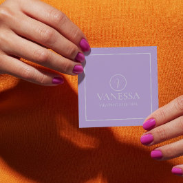 Elegant Lavender Monogram-Anpassningsbar Fyrkantigt Visitkort