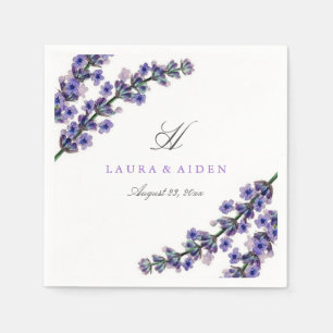 Elegant Lavender Monogram Bröllop Napkin Pappersservett