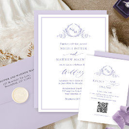 Elegant Lavender Monogram bröllopsinbjudan Inbjudningar