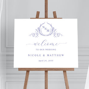 Elegant Lavender Monogrammed Bröllop Välkomsttecke Poster