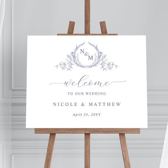 Elegant Lavender Monogrammed Bröllop Välkomsttecke Poster (Skapare uppladdad)