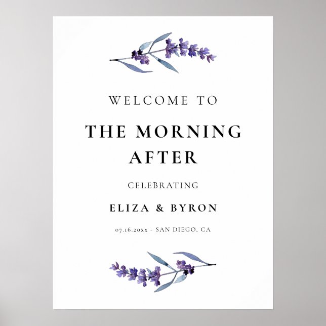 Elegant lavender morgonen efter välkomstsignatur poster (Framsidan)