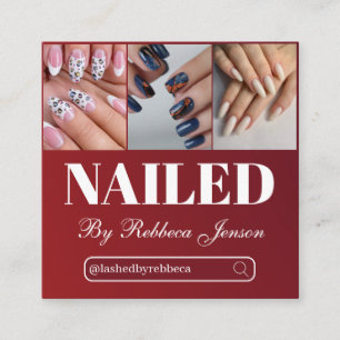 Elegant Lavender Nail Artist Photo Collage QR-kod Fyrkantigt Visitkort
