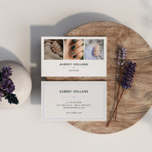 Elegant Lavender Nail Artist Photo Collage Visitkort