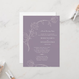 Elegant Lavender och Hand Drawn Blommigt 2-platser Inbjudningar