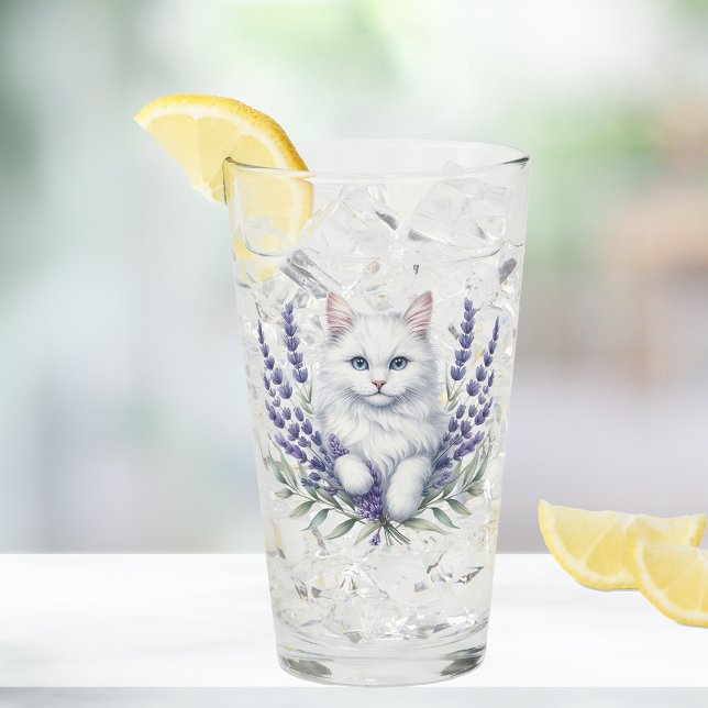 Elegant Lavender och Kat Birthday Glaskopp (Skapare uppladdad)