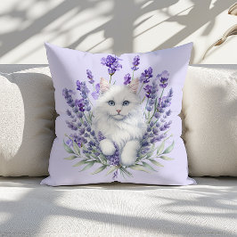 Elegant Lavender och Kat Birthday Kudde
