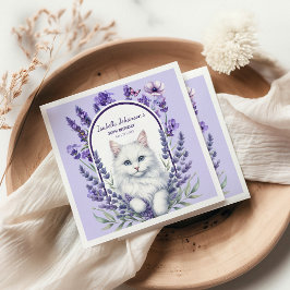 Elegant Lavender och Kat Birthday Pappersservett