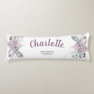 Elegant Lavender och Peach Flowers Kroppskudde