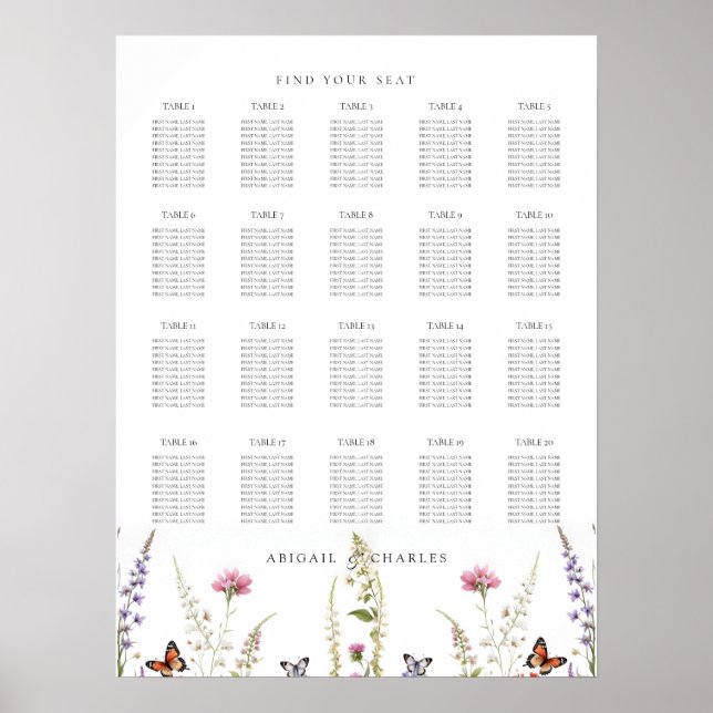 Elegant Lavender och Wildblomma Bloom Seating Poster (Framsidan)