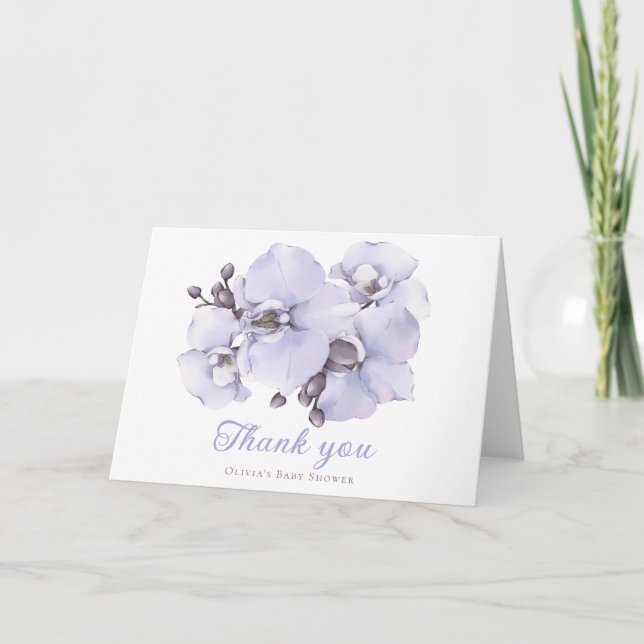 Elegant Lavender Orchid Baby Shower Thank You Card Tack Kort (Framsida)