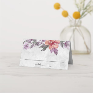 Elegant Lavender Peach Blommigt Vattenfärg Placeringskort
