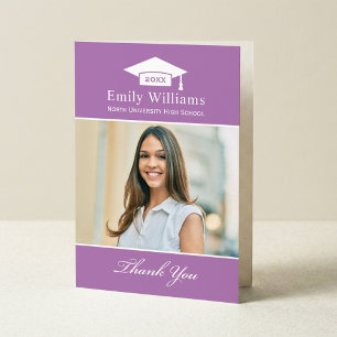 Elegant Lavender Personlig Studenten Photo Tack Kort