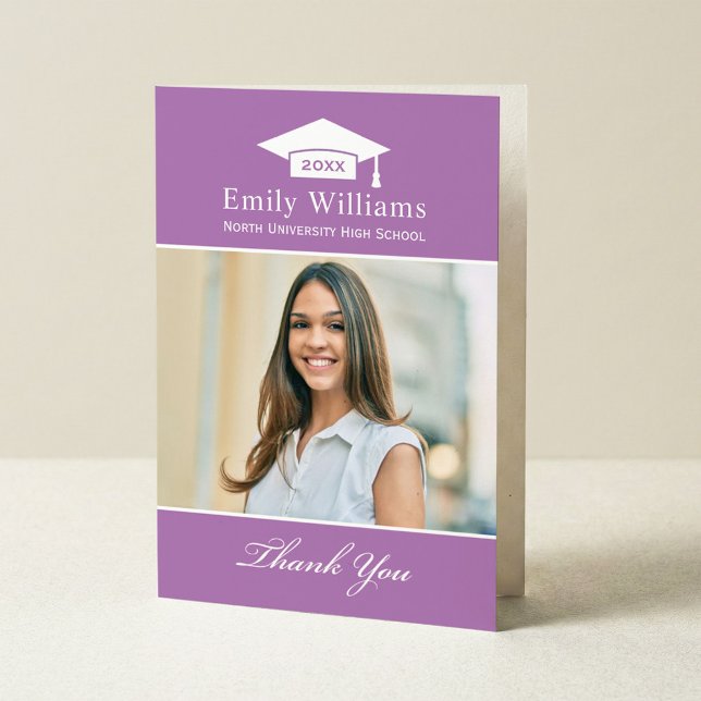 Elegant Lavender Personlig Studenten Photo Tack Kort (Skapare uppladdad)